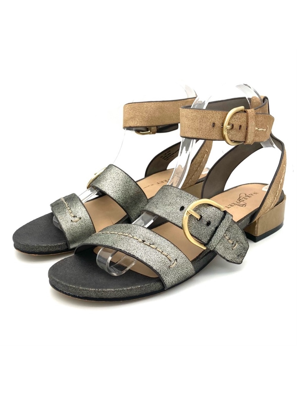 Naked Feet Zeke Buckle Sandals Women’s Size 8.5 Metallic Gold Silver Open Toe
